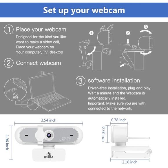 Full HD 1080P White Webcam - Picture 5 of 7